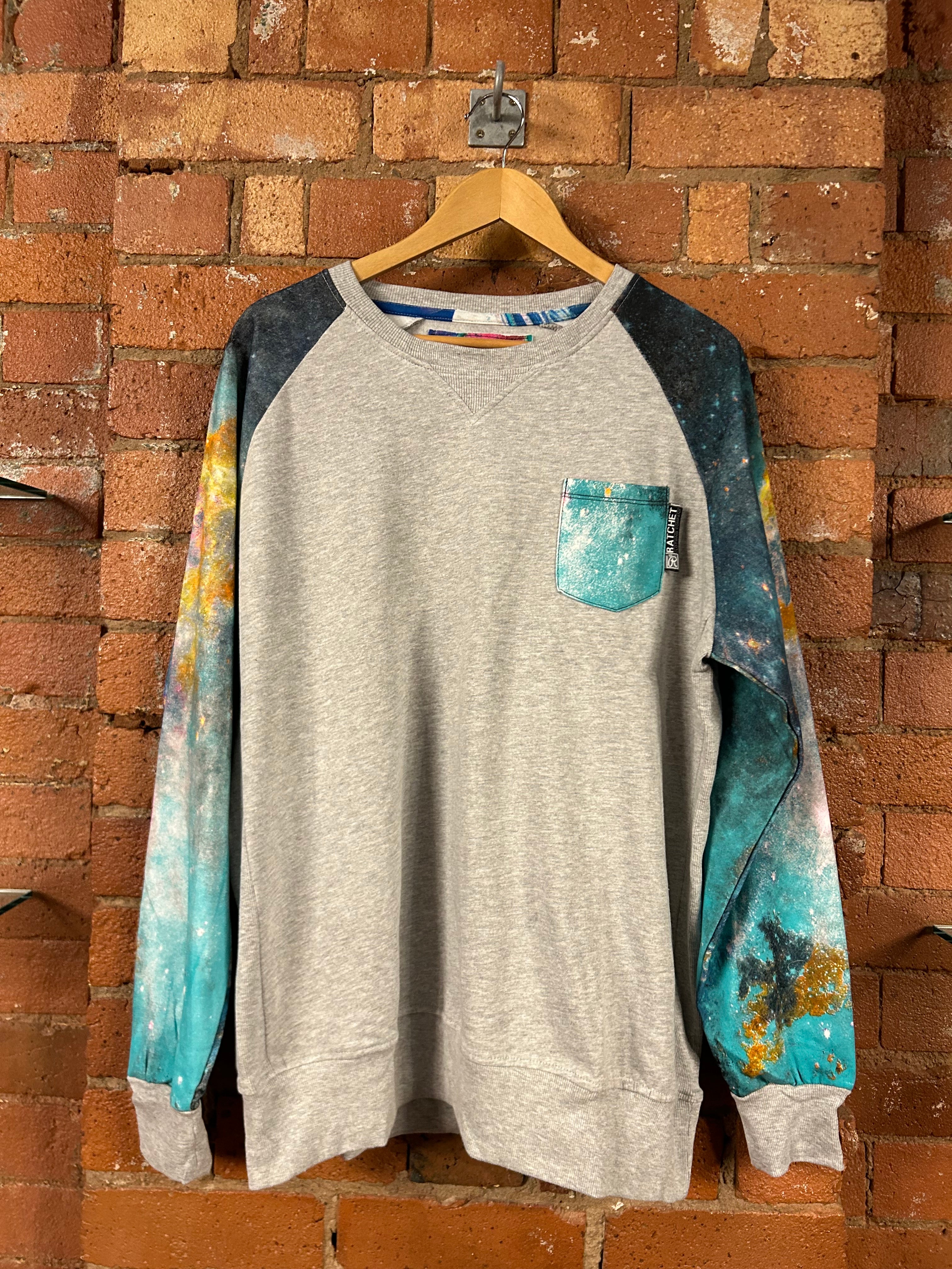 SALE Adult Galaxy Sleeve Hood Tee Sweat