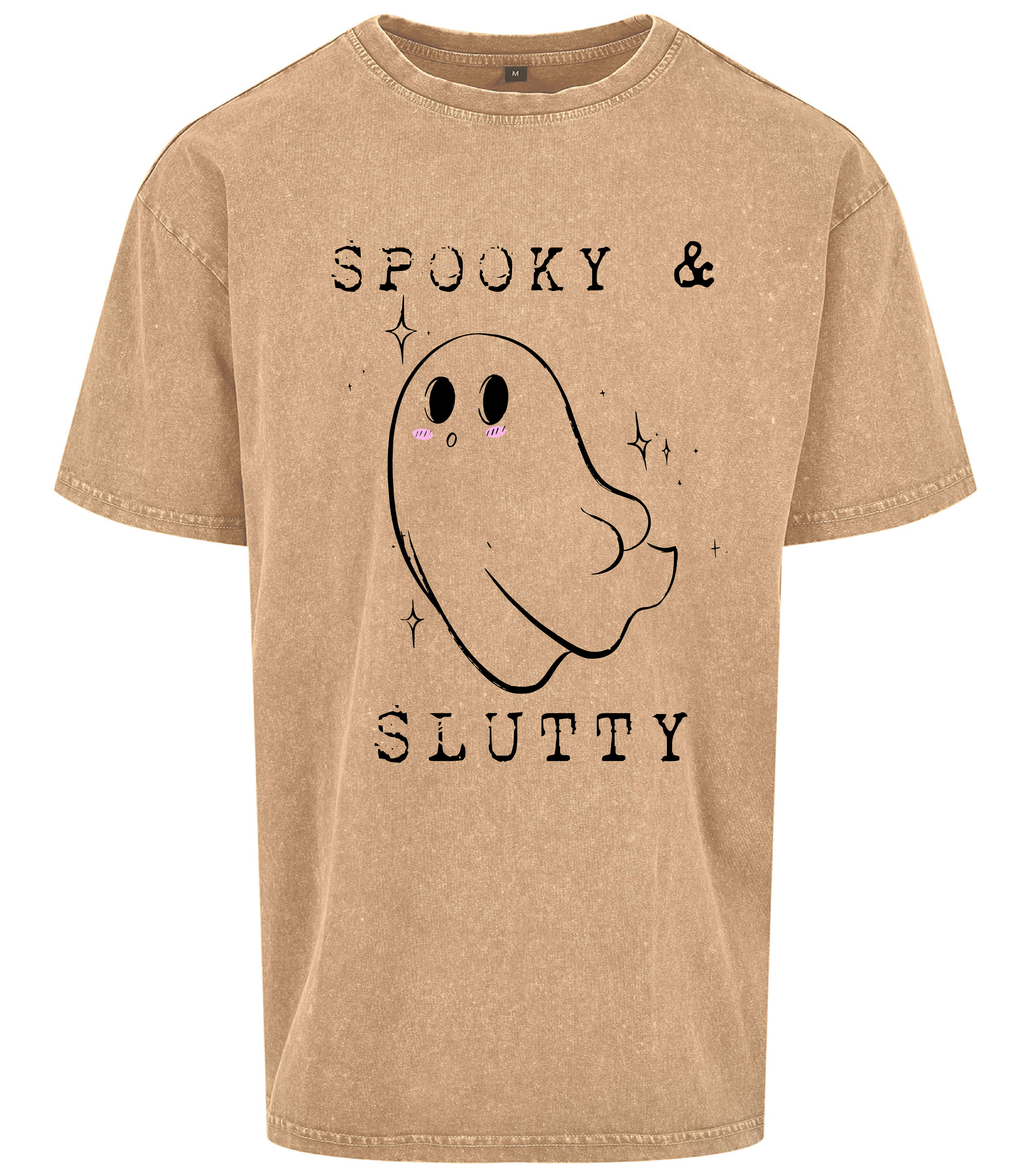 Spooky & Slutty Tan Acid Wash T-shirt