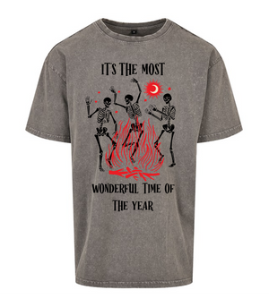 It's The Most Wonderful Time Of The Year Acid Wash Grey T-shirt