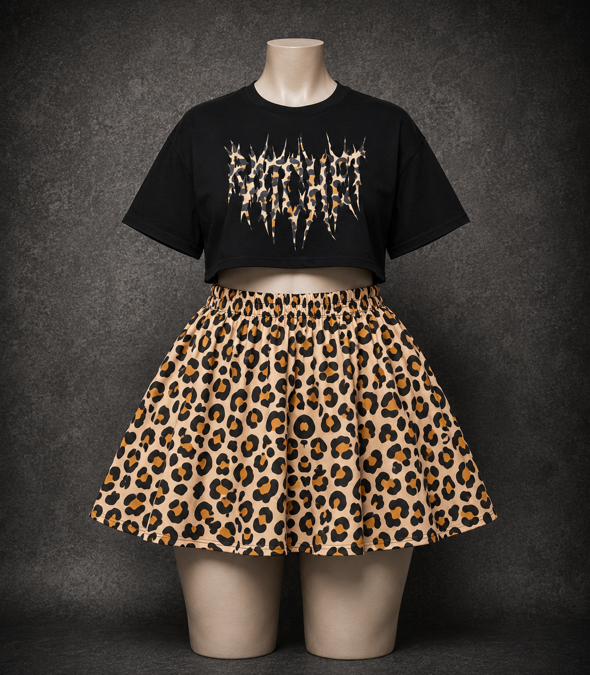Leopard Enlarged Print Skirt & T