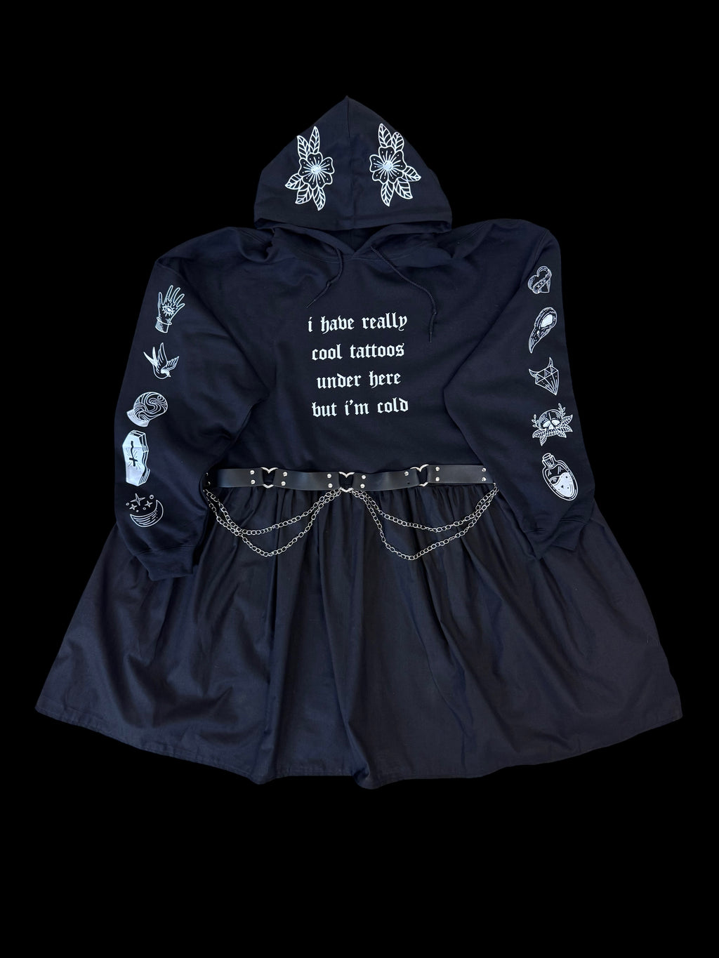 TATTOO HOODIE SMOCK DRESS