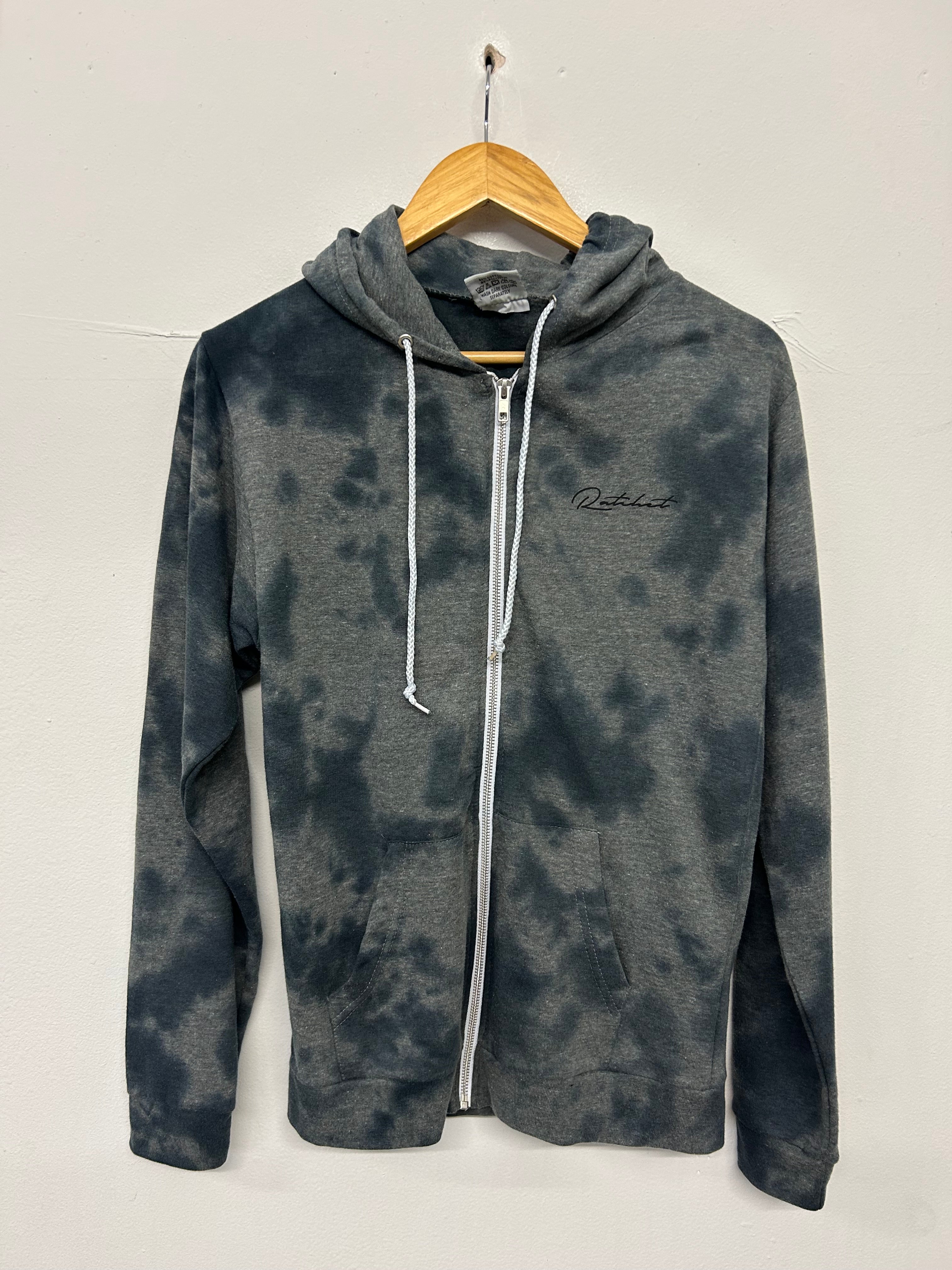 SALE LIGHTWEIGHT GREY / BLACK CLOUD ZIP  HOOD SMALL