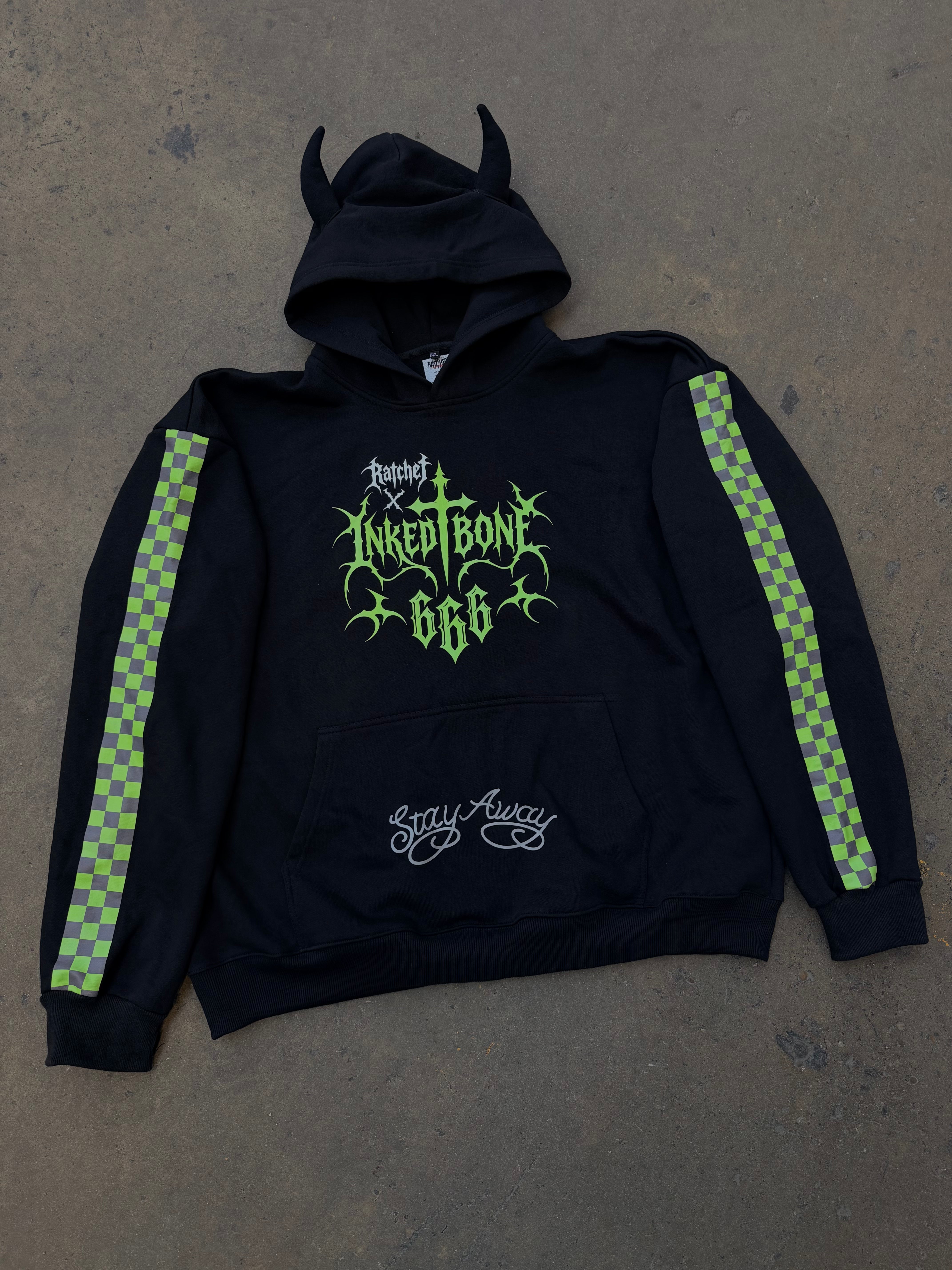 INKED BONE CHECKERBOARD SLEEVE HOODIE (shipped end of November)