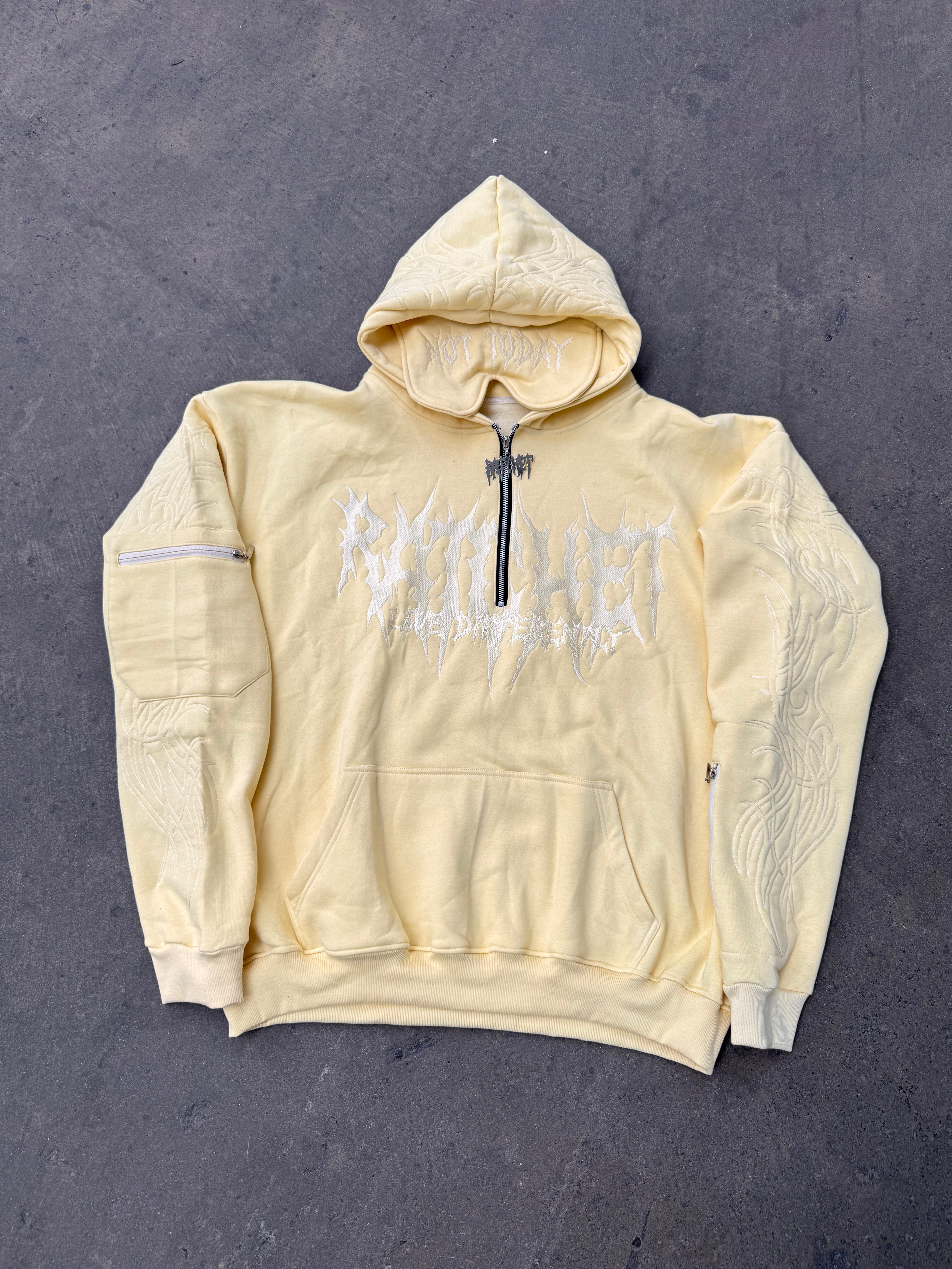 Not Today Hoodie Lemon (built in eye mask, 5 pockets, thumbholes, heavyweight)
