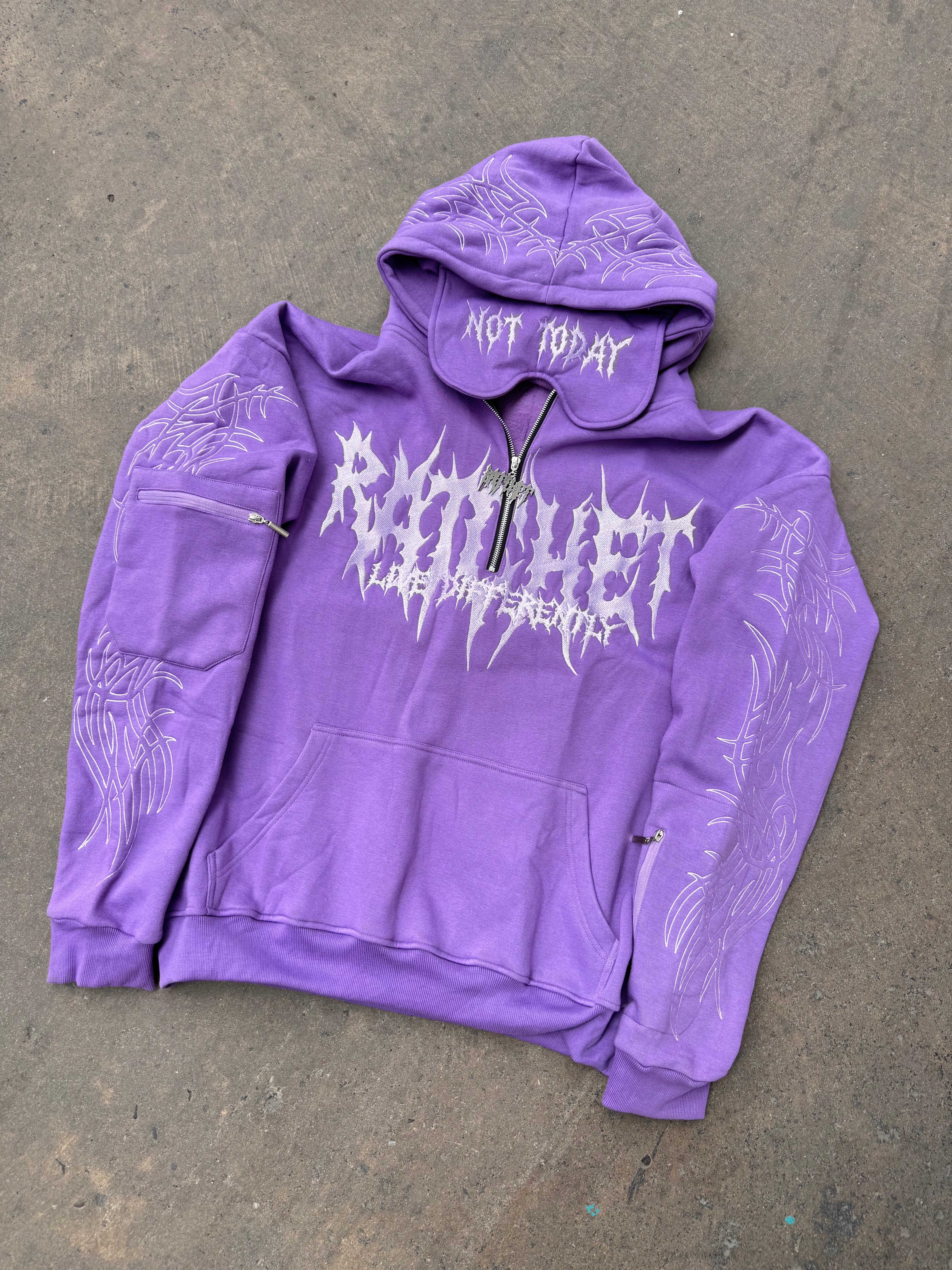Not Today Hoodie Lilac (built in eye mask, 5 pockets, thumbholes, heavyweight)
