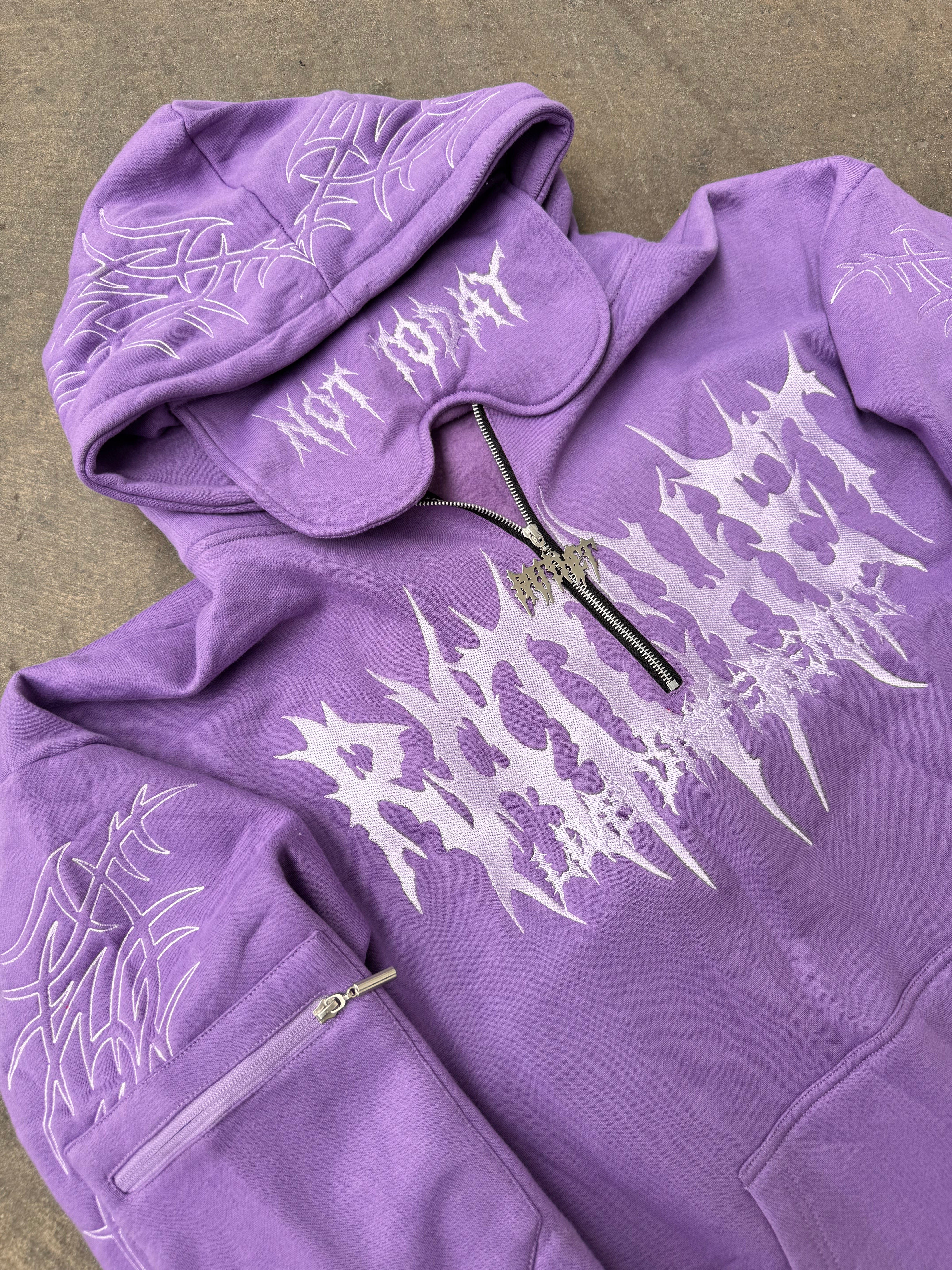 Not Today Hoodie Lilac (built in eye mask, 5 pockets, thumbholes, heavyweight)