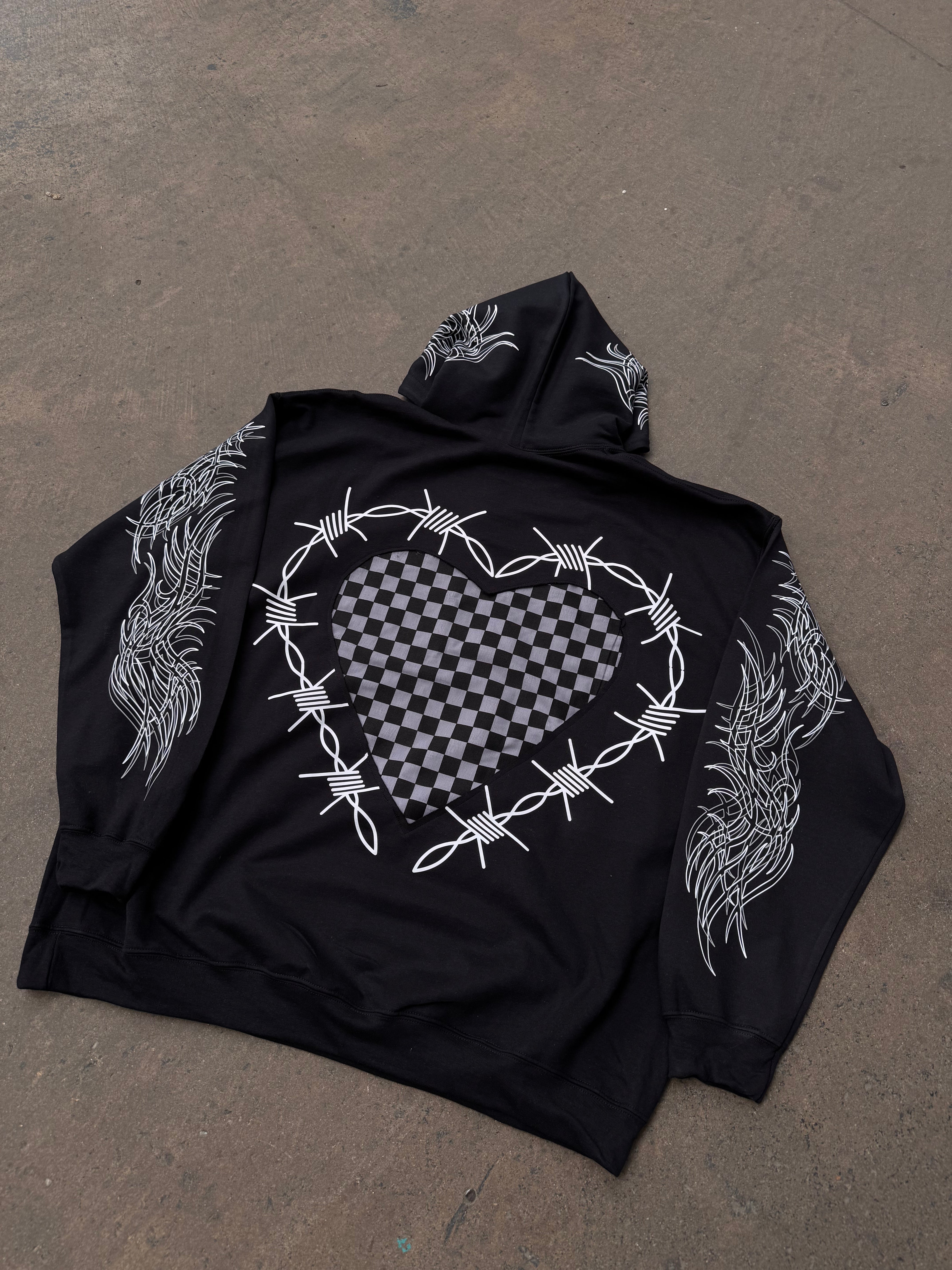 Checker Heart Panel Hoodie
