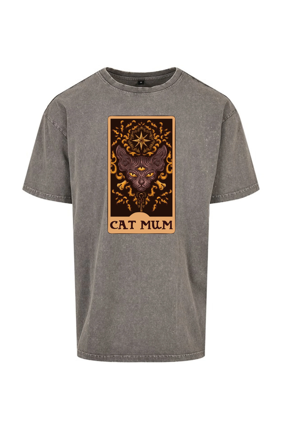Cat Mum Oversized Acid Wash T-shirt