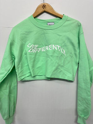 Adult Small Mint Live Differently Cropped Sweatshirt