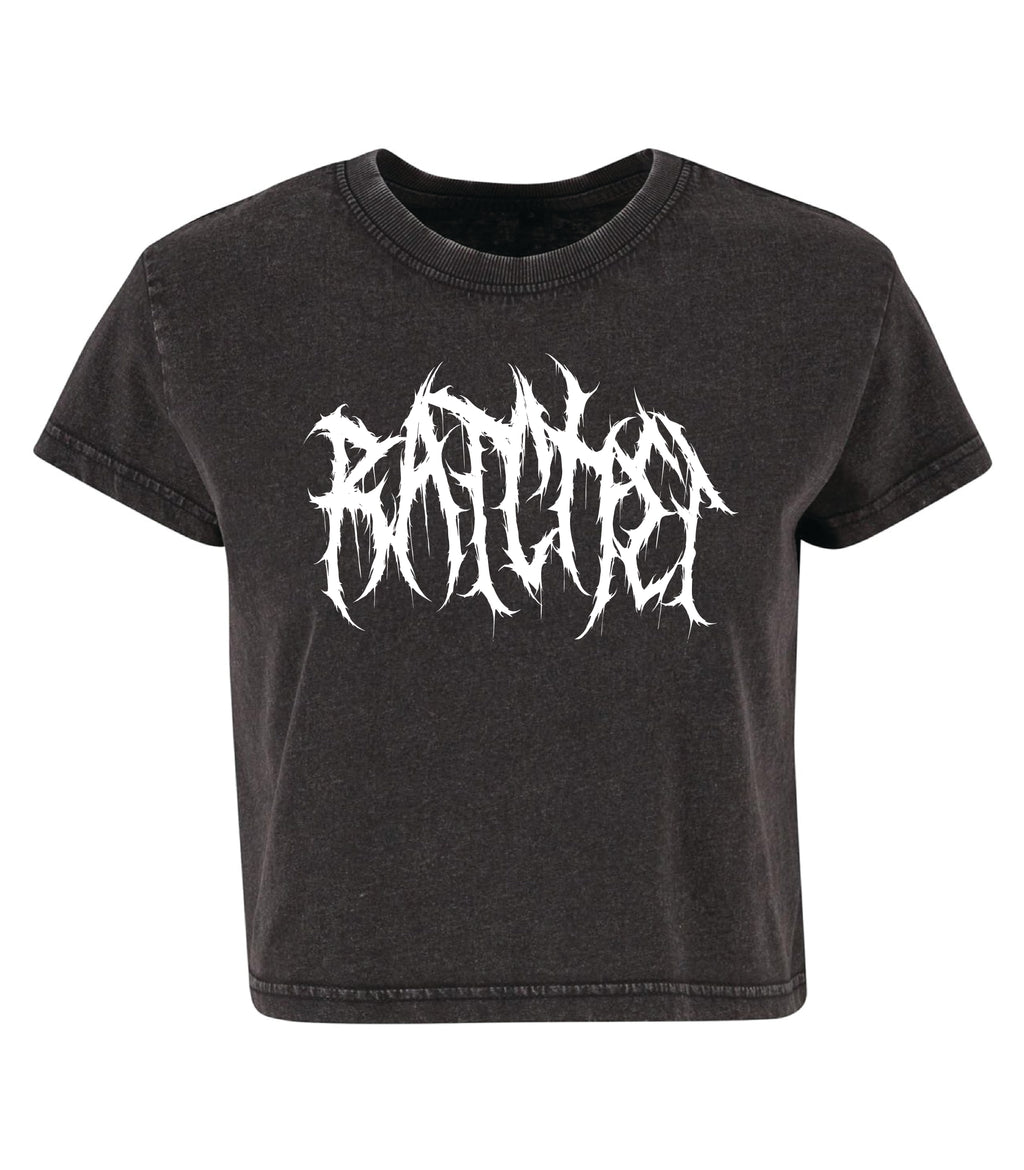 Acid Wash Goth Crop T-shirt