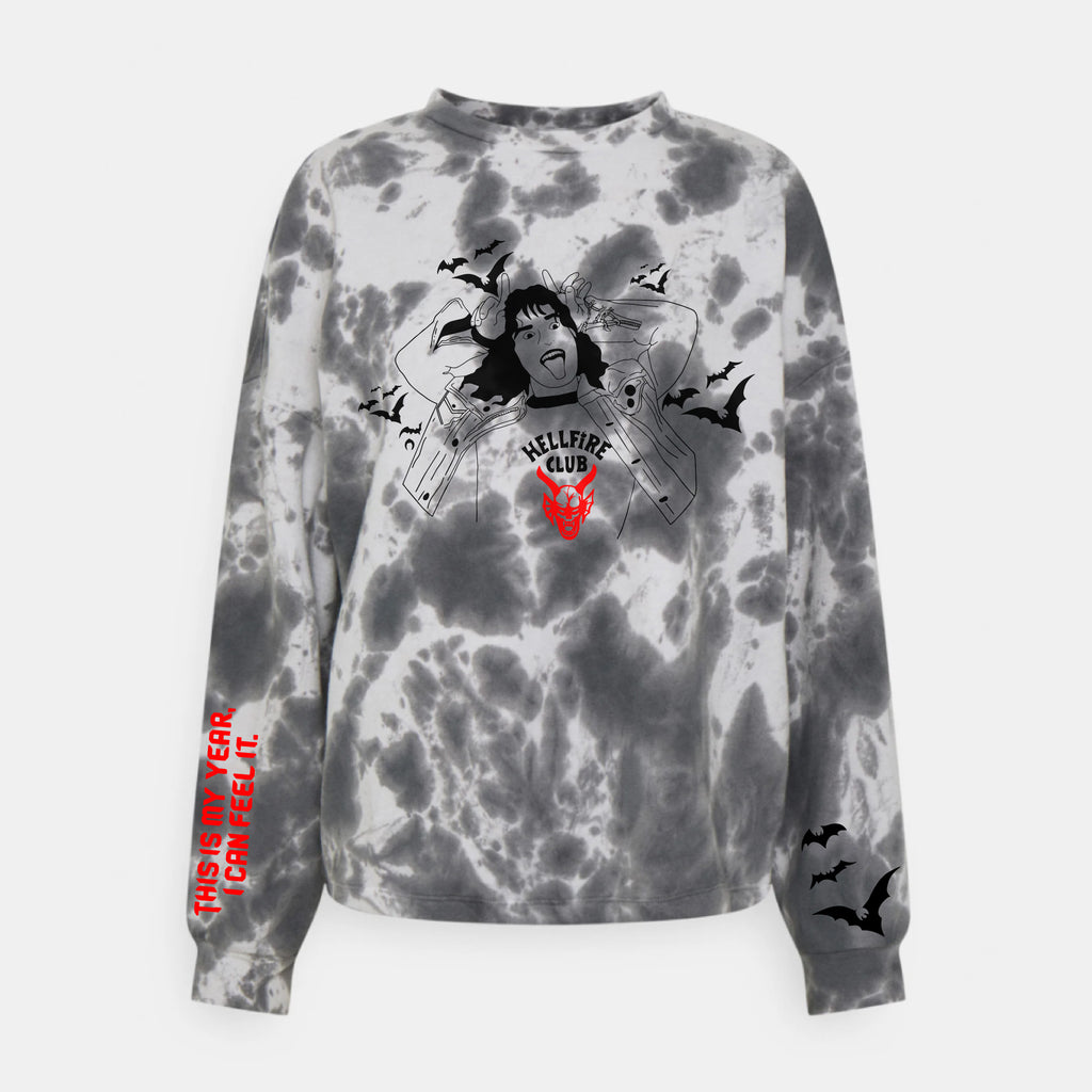 Stranger Things Eddie Munson Grey Tie Dye Sweatshirt