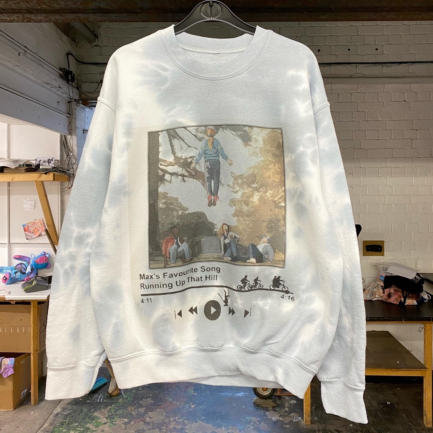 Stranger Things Kate Bush Grey Tie Dye Sweatshirt
